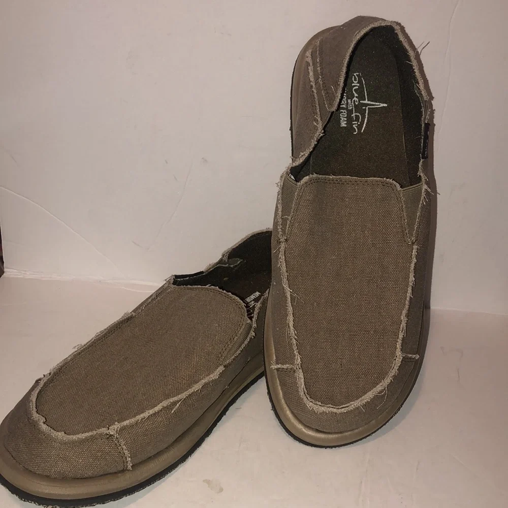 Blue Fin Men’s Baja With Memory Foam Grey Slip On Surfer Casual Shoes